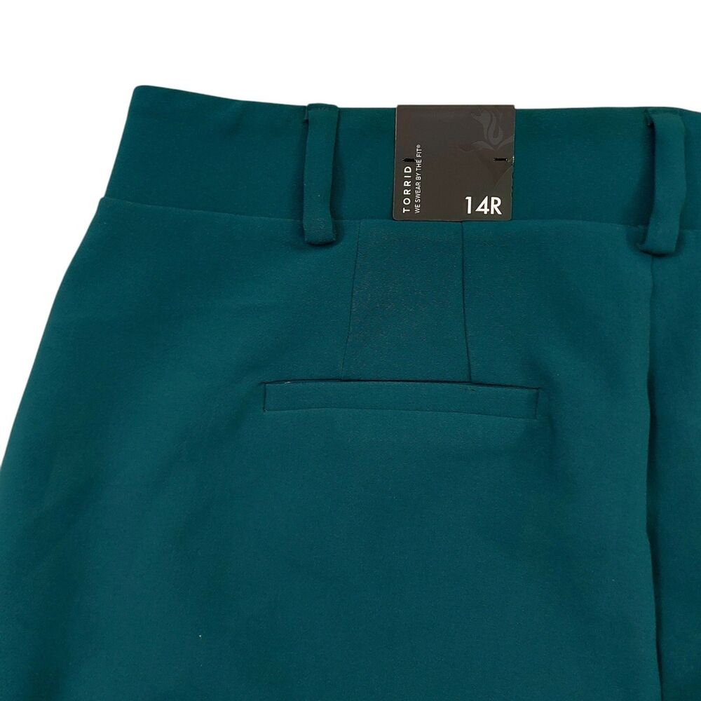 Torrid Structured Wide Leg Pant Trouser Womens 14 Dark Teal Plus High Rise Work - Picture 8 of 11
